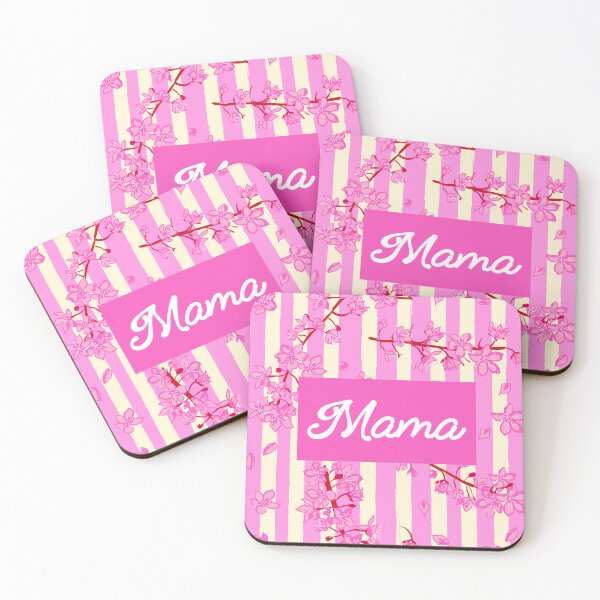 Item preview, Mama Retro Pink Stripes Sakura Pattern designed and sold by MaiZephyr.