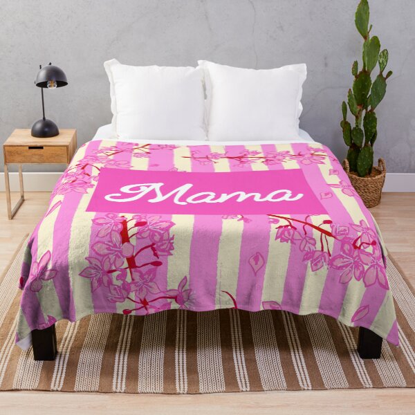Item preview, Mama Retro Pink Stripes Sakura Pattern designed and sold by MaiZephyr.