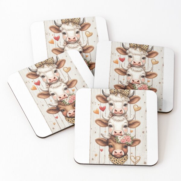 Item preview, Stack of Three Peeking Highland Cows with Cheetah Print and Flowers - Farmhouse Sublimation Design designed and sold by sanorastyle.