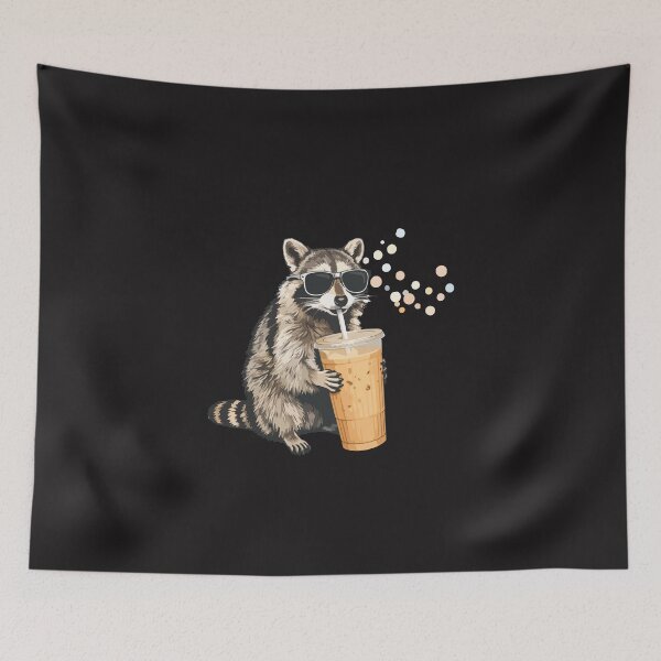 Item preview, Funny Raccoon Drinking Iced Coffee – Trash Panda Meme Design designed and sold by kiralynstration.