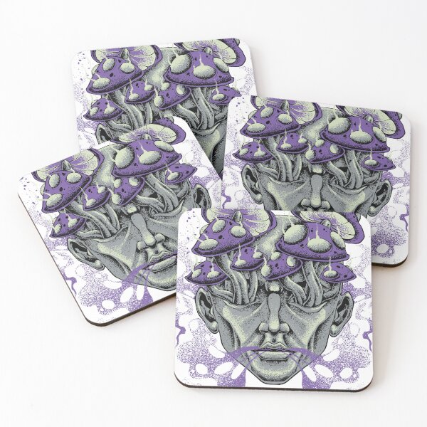 Item preview, Psychedelic Mushroom Head Illustration – Surreal Purple Trippy Art Design designed and sold by xiir.