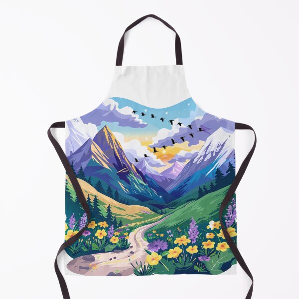 Item preview, Mountain Valley Wildflower Path - Vibrant Sunset Nature Art Print designed and sold by DesignArtist.ia.