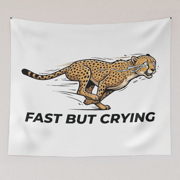 Item preview, Fast But Crying Anxious Cheetah Burnout Meme designed and sold by Petzzz.
