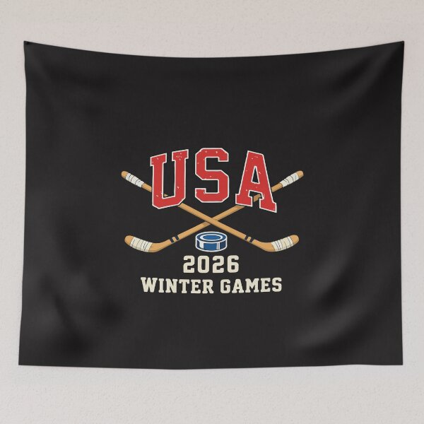 Item preview, USA Hockey 2026 Winter Games Patriotic Ice Hockey Sticks Design designed and sold by kiralynstration.
