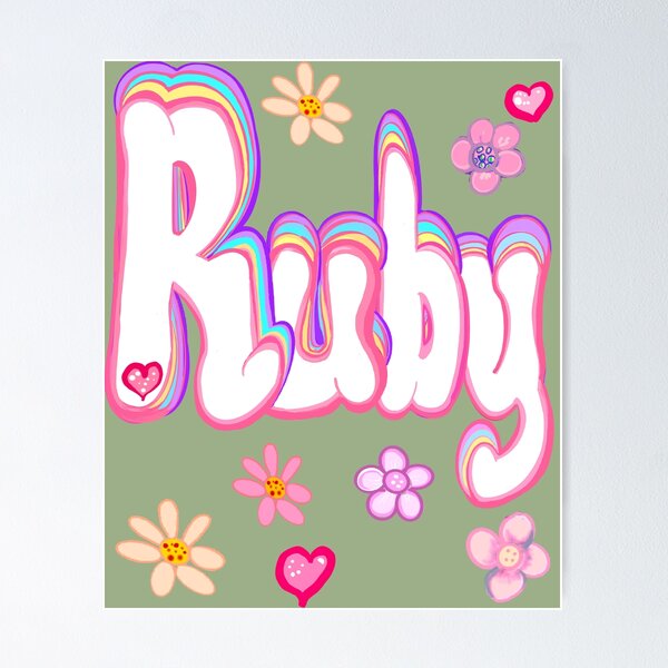Item preview, Ruby Personalised Name with flowers – Pastel Aesthetic White Typography designed and sold by Artonmytee.