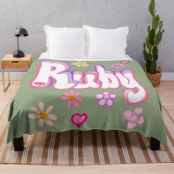 Item preview, Ruby Personalised Name with flowers – Pastel Aesthetic White Typography designed and sold by Artonmytee.