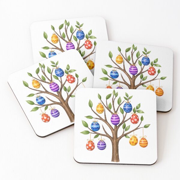 Item preview, Easter Tree with Hanging Eggs - Colorful Spring Holiday Illustration designed and sold by TTStudio.