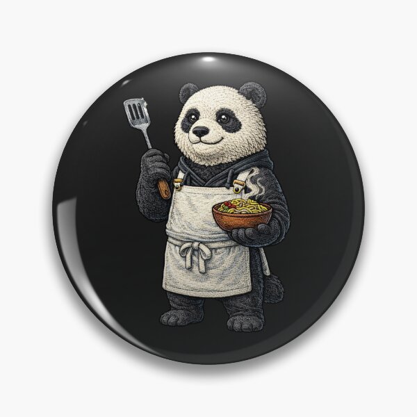 Item preview, Chef Panda Street Food – Embroidered Patch Style Urban Foodie Animal Art designed and sold by ColorSplash123.