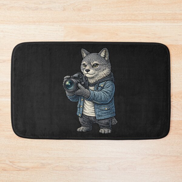 Item preview, Photographer Cat – Embroidered Patch Style Creative Camera Animal Art designed and sold by ColorSplash123.