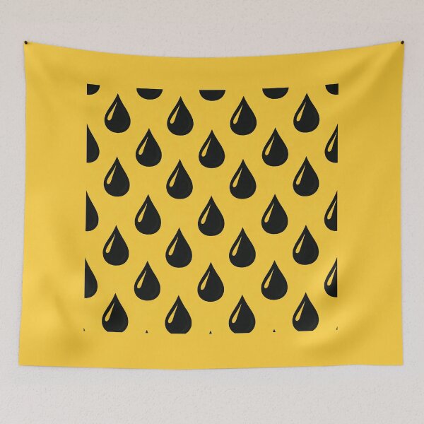 Item preview, Yellow Background Black Raindrop Pattern designed and sold by DrizzyV.