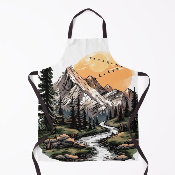 Item preview, Sunset Mountain Valley Sketch - Hand-Drawn Nature Adventure Art Print designed and sold by DesignArtist.ia.