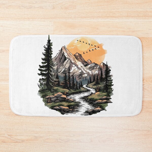 Item preview, Sunset Mountain Valley Sketch - Hand-Drawn Nature Adventure Art Print designed and sold by DesignArtist.ia.