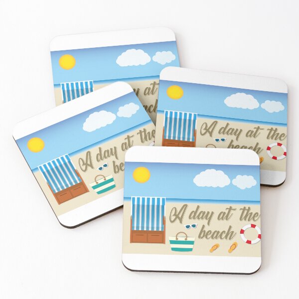 Item preview, A Day at the Beach Tropical Summer Essentials Flat Art designed and sold by PixelWaveBD.