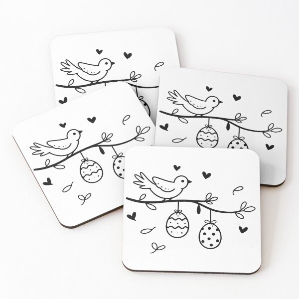 Item preview, Cute Bird on Branch with Easter Eggs - Minimal Spring Line Art Illustration designed and sold by TTStudio.