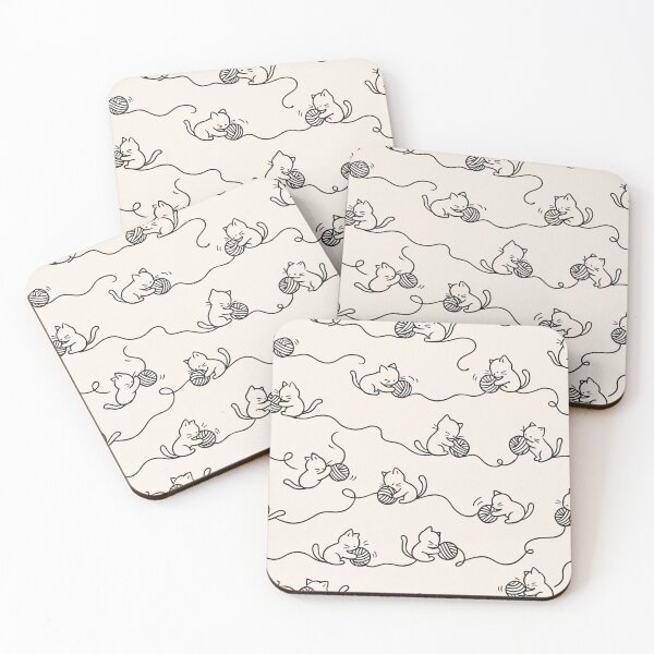 Item preview, Minimalist Kitten with Yarn Seamless Pattern – Monoline Cat Design designed and sold by DrizzyV.