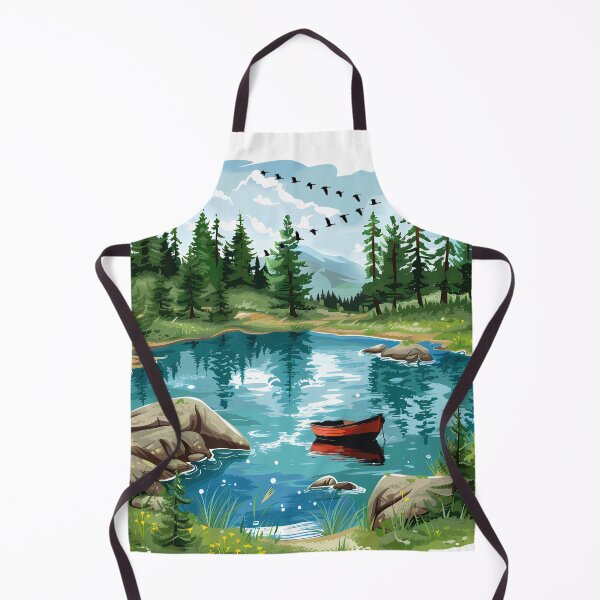 Item preview, Mountain Lake Reflection Rowboat - Vibrant Nature Serenity Art Print designed and sold by DesignArtist.ia.