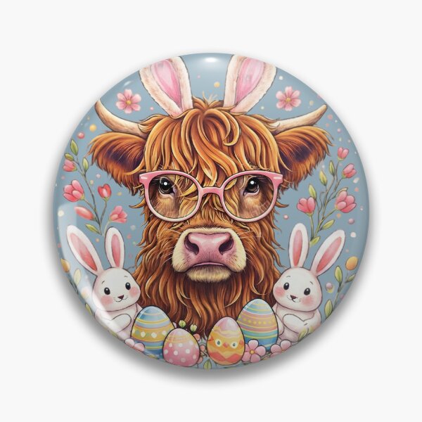 Item preview, Cute Highland Cow Easter, Hello Spring, Easter Cow with Bunny Ears designed and sold by ArcticFoxStudio.