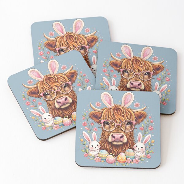 Item preview, Cute Highland Cow Easter, Hello Spring, Easter Cow with Bunny Ears designed and sold by ArcticFoxStudio.