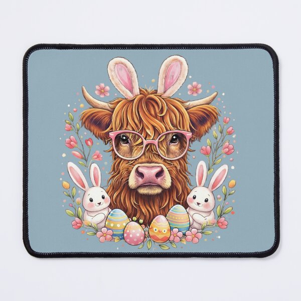 Item preview, Cute Highland Cow Easter, Hello Spring, Easter Cow with Bunny Ears designed and sold by ArcticFoxStudio.