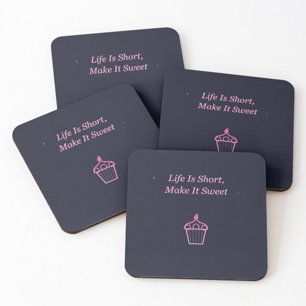 Item preview, Life Is Short Make It Sweet - Cute Cupcake Quote Positive Vibes (Dark Background) designed and sold by EdgePrintCo.