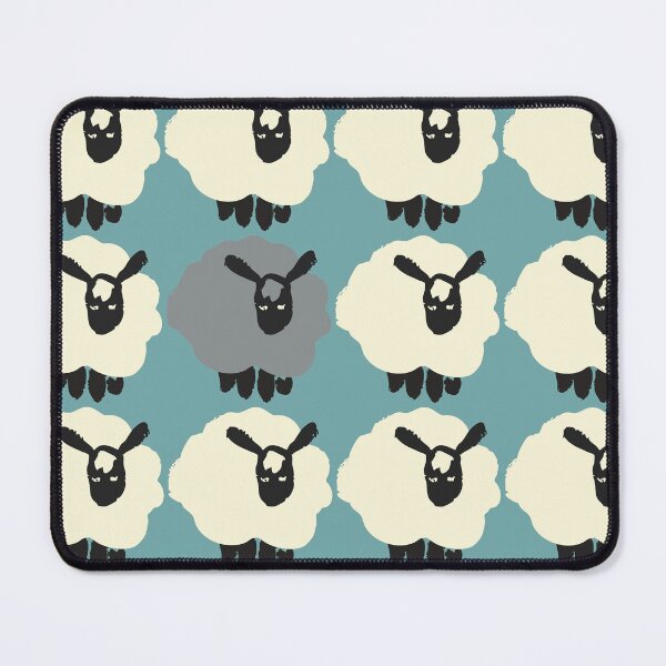 Item preview, Fluffy Black Sheep Pattern on Soft Blue Background designed and sold by SmilingAnny.