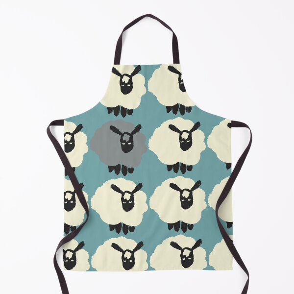 Item preview, Fluffy Black Sheep Pattern on Soft Blue Background designed and sold by SmilingAnny.