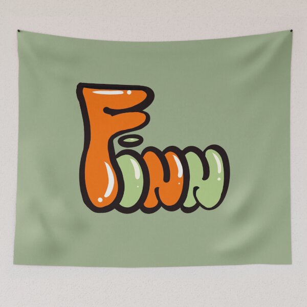 Item preview, Finn name in orange and sage green Top 10 best personalized gifts for boys and men named Finn designed and sold by Artonmytee.