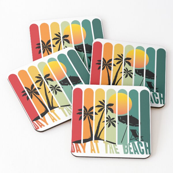 Item preview, Day at the Beach Retro Sunset Vertical Stripe Summer Art designed and sold by PixelWaveBD.