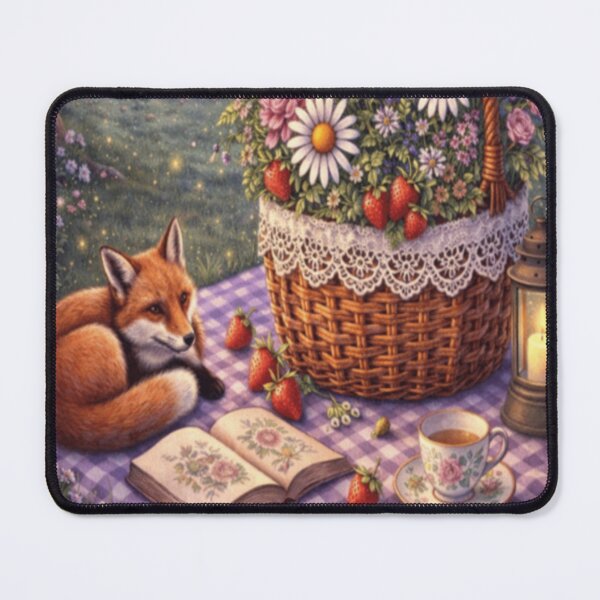 Item preview, Moonlit Picnic Poetry – Fox & Lantern Storybook Tea Cottagecore Art designed and sold by ArtFreshStudio.