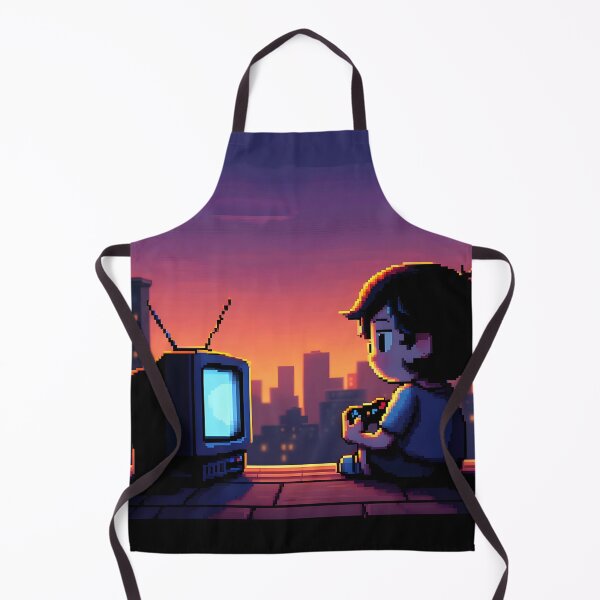 Item preview, Pixel Rooftop Gamer Chill - Retro Dusk Cityscape Art Print designed and sold by ThePixelArchive.