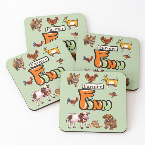 Item preview, Finn name in orange and sage green - Farmer Finn and his Farmyard Friends designed and sold by Artonmytee.