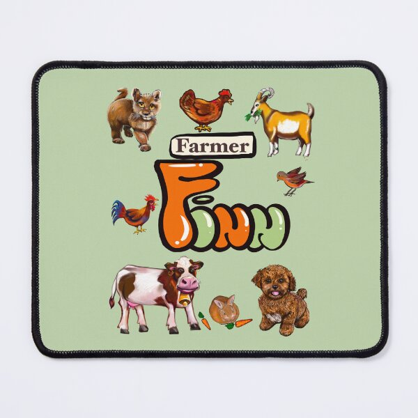 Item preview, Finn name in orange and sage green - Farmer Finn and his Farmyard Friends designed and sold by Artonmytee.