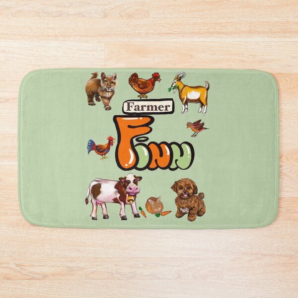 Item preview, Finn name in orange and sage green - Farmer Finn and his Farmyard Friends designed and sold by Artonmytee.