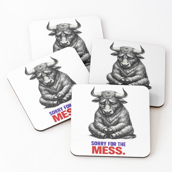 Item preview, Sorry For The Mess Sad Bull Charcoal Sketch Art - Relatable Introvert Humor Hand Drawn Bull Illustration - Aesthetic Minimalist Fine Art Etching - Apologetic Animal Drawing for Sarcastic Bull Lovers designed and sold by Vivaan Studio.