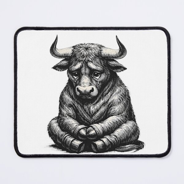 Item preview, Sorry For The Mess Sad Bull Charcoal Sketch Art - Relatable Introvert Humor Hand Drawn Bull Illustration - Aesthetic Minimalist Fine Art Etching - Apologetic Animal Drawing for Sarcastic Bull Lovers designed and sold by Vivaan Studio.