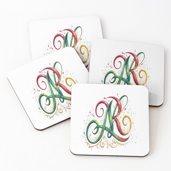 Item preview, Royal Crimson & Emerald Letter R Monogram - Ornate Calligraphy Art designed and sold by KalamAura.