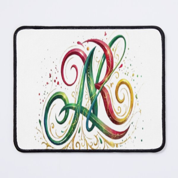 Item preview, Royal Crimson & Emerald Letter R Monogram - Ornate Calligraphy Art designed and sold by KalamAura.