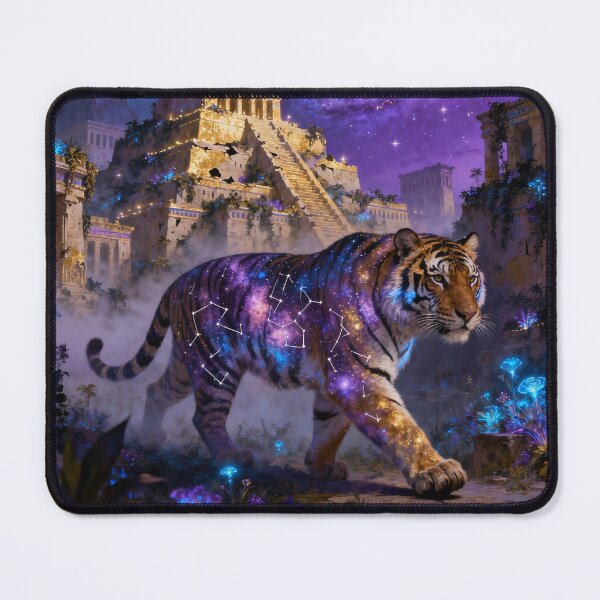 Item preview, Cosmic Tiger Spirit – Mystical Temple Walk Through Stars and Ancient Energy designed and sold by FotoworldEdel.