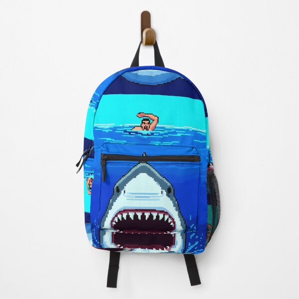 Item preview, Great White Shark and swimer 8-bit Pixel Style designed and sold by pixeldizajn.