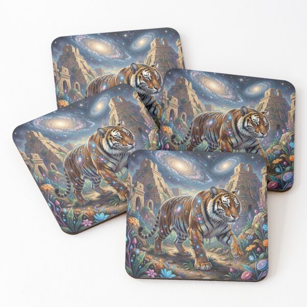 Item preview, Cosmic Tiger Spirit – Mystical Temple Walk Through Stars and Ancient Energy designed and sold by FotoworldEdel.