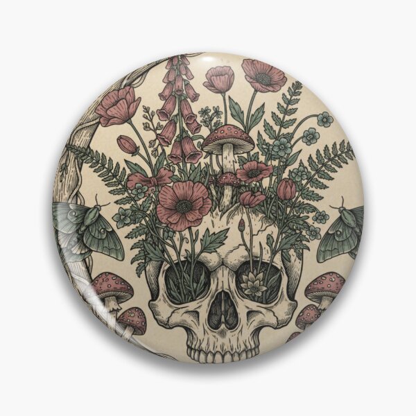 Artikelvorschau, Blühe, wo du verrottest – Floraler Totenkopf, botanische Goth-Kunst entworfen und verkauft von LaurannaDesign.
