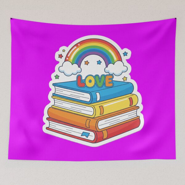 Item preview, Love Books Rainbow Stack – Colorful Reading Aesthetic Illustration designed and sold by 3free3street - Neon & Graffiti Digital Art.