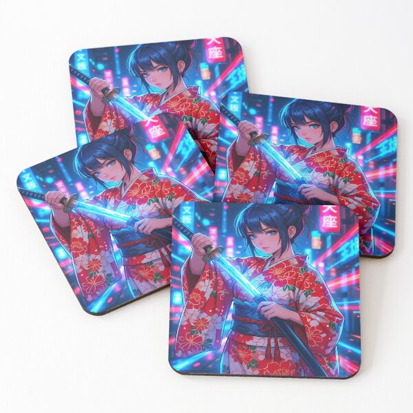 Item preview, Anime Girl with Sword in Neon City designed and sold by martinbrochard.