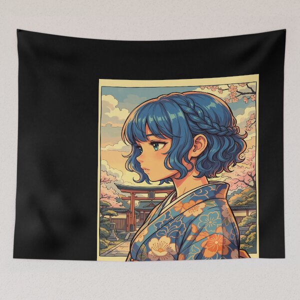 Item preview, Anime Girl in Kimono with Cherry Blossoms designed and sold by martinbrochard.