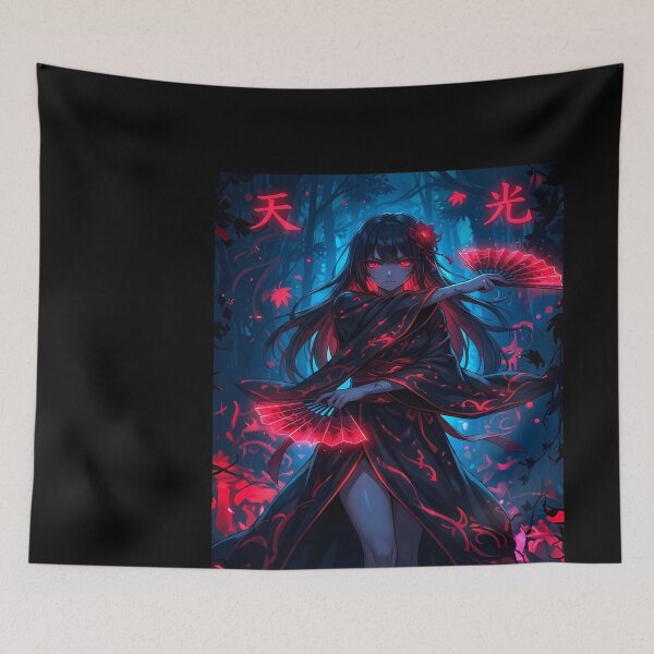 Item preview, Anime Girl with Fans in Dark Forest designed and sold by martinbrochard.
