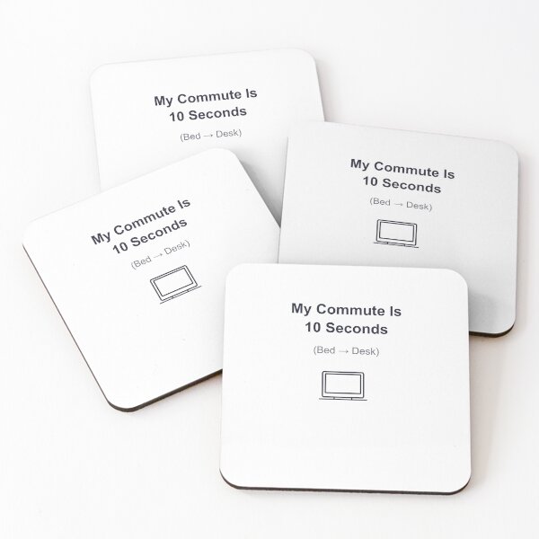 Item preview, My Commute Is 10 Seconds Bed to Desk Funny WFH Sticker designed and sold by EdgePrintCo.