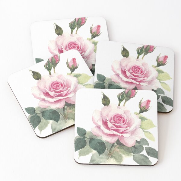 Item preview, Watercolour Pink Rose with leaves and buds designed and sold by InkColourbyRui.