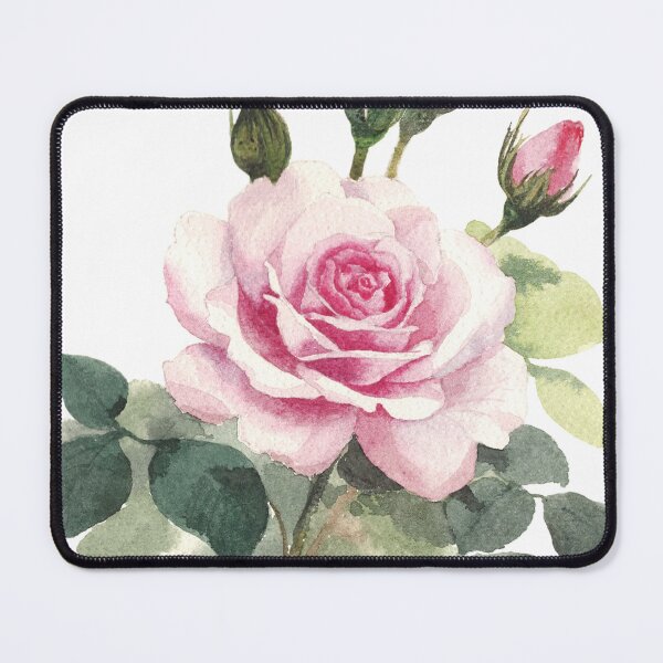 Item preview, Watercolour Pink Rose with leaves and buds designed and sold by InkColourbyRui.