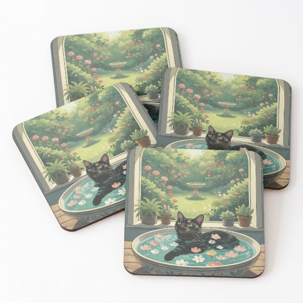 Item preview, Cat Bathes in Flower-Filled Bowl designed and sold by Duvelier.