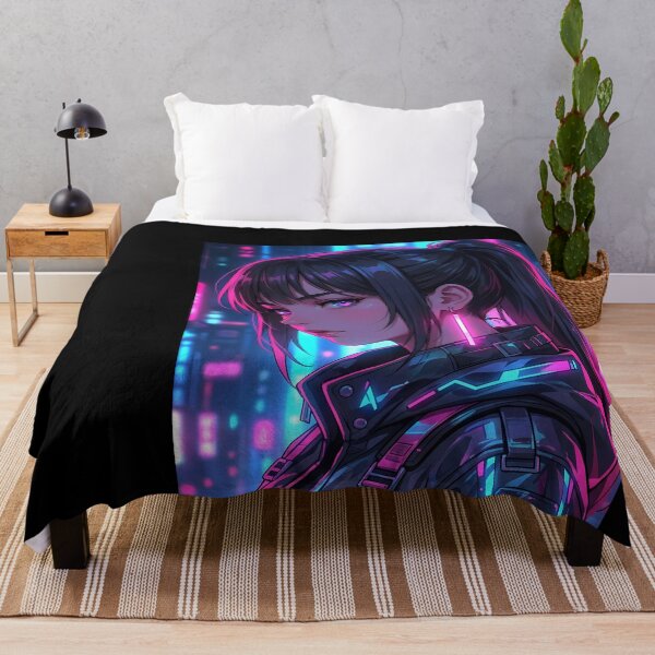 Item preview, Anime Girl in Neon Cityscape designed and sold by martinbrochard.